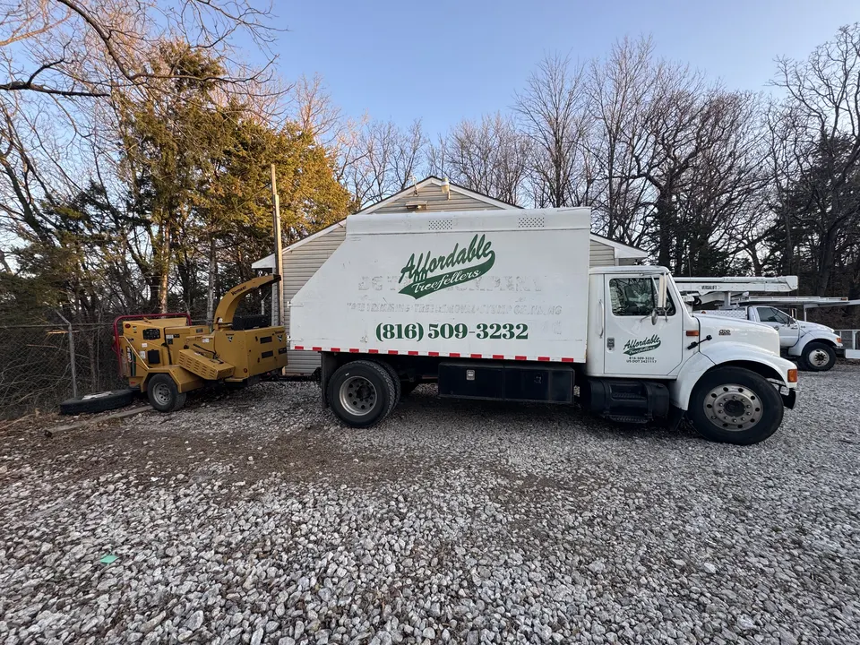 Affordable Treefellers truck ready for tree service in Shawnee, KS